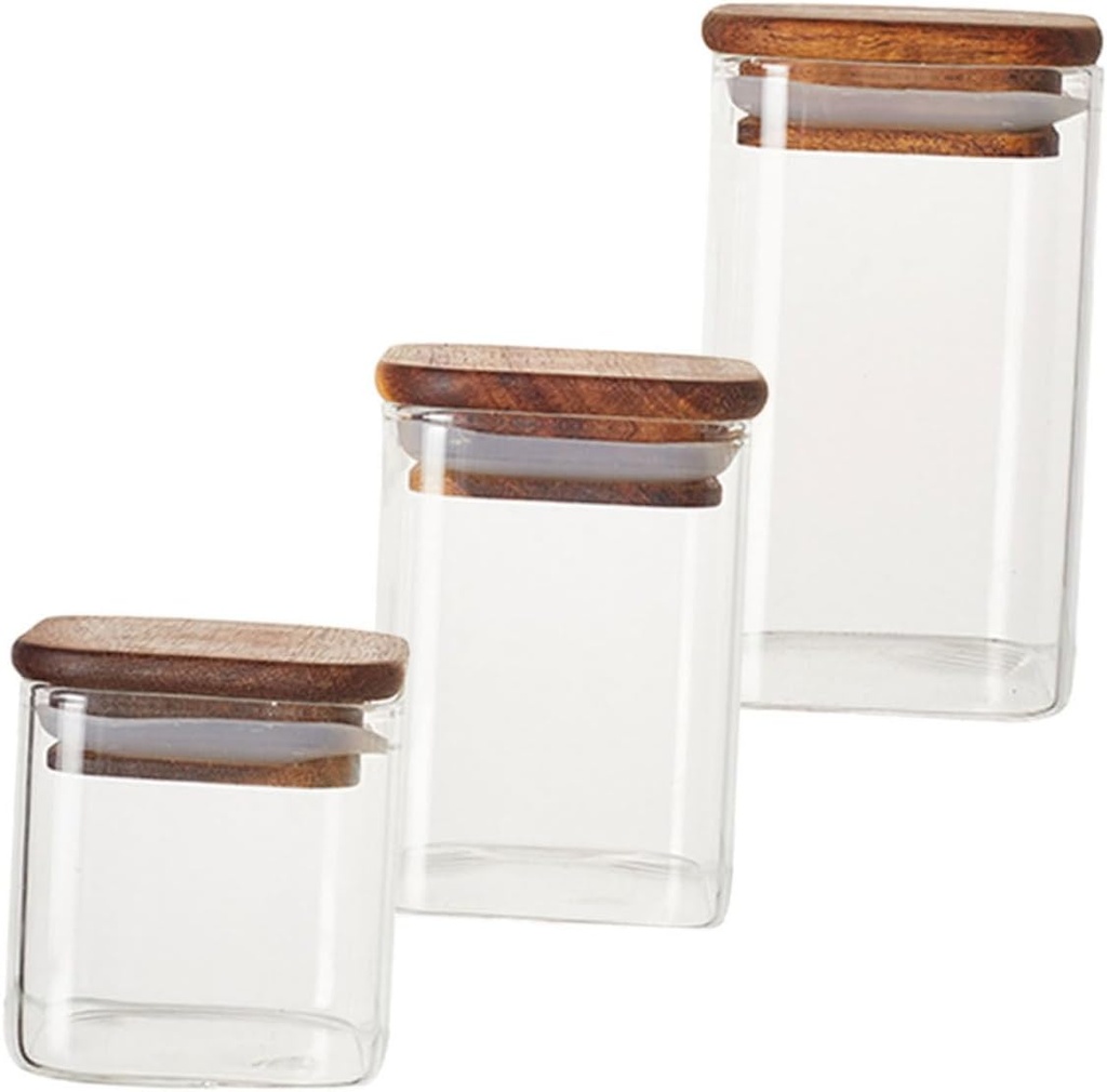 IMIKEYA 3pcs Glass Tea Jar Lid Airtight Canister for Dried Fruit Grain Storage Tank Food Storage Can