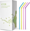 KTOB Biodegradable Flexible Drinking Straws - 200 Count 100% Plant-Based Compostable Colorful Eco Friendly Alternative to Disposable Plastic Straws