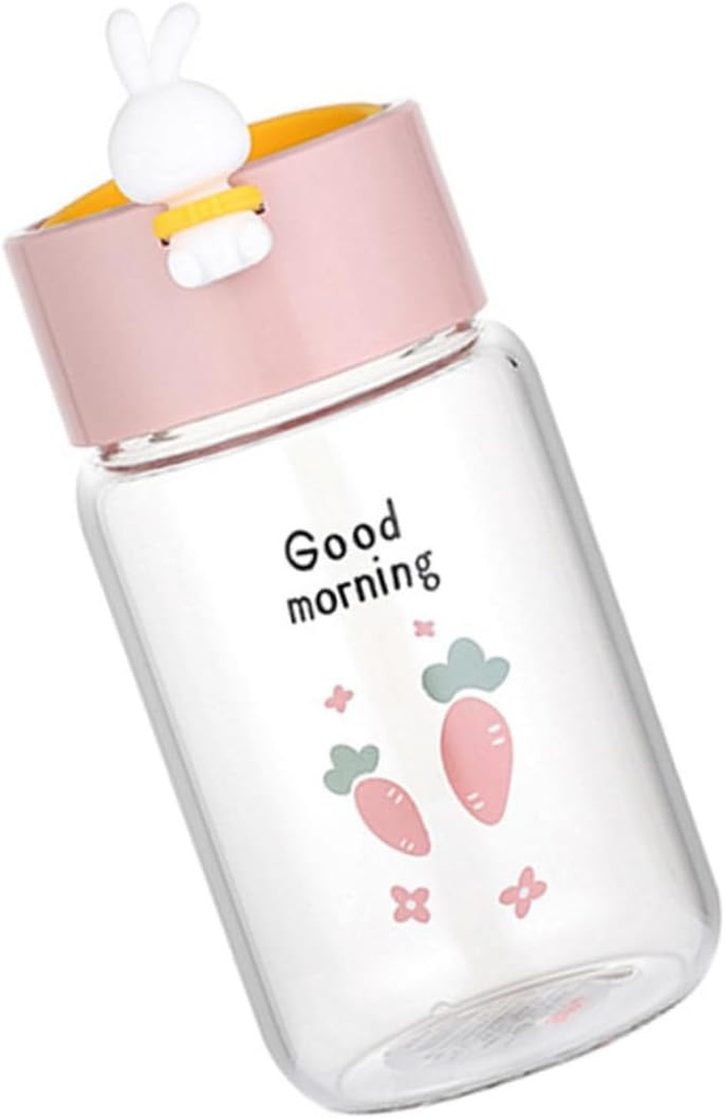 OUNONA Glass Craft Water Cup 340ml Rabbit Style Easy to Clean for Milk Water Tea