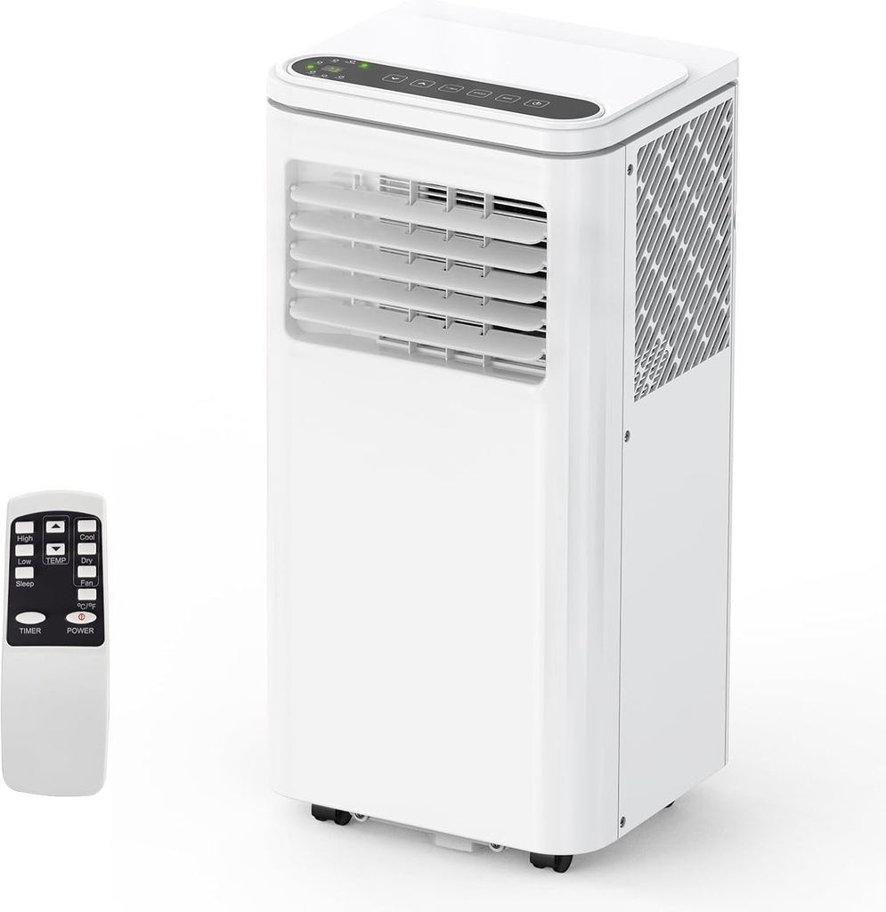 10000 BTUs Portable AC for Room up to 450 Sq. Ft., 3-in-1 Portable Air Conditioner, Dehumidifier & Fan with Remote Control, Window Installation Kit, 24H Timer, Sleep Mode