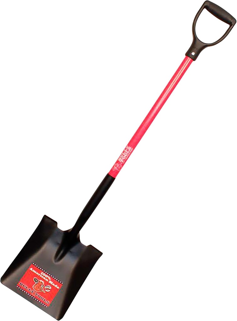 Bully Tools 62510 14 Ga. Square Point Shovel. Fiberglass Dgrip Handle.