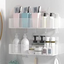 2 Pack Hanging Wall Wire Baskets,Metal Wire Storage Bin Rack for Kitchen Bathroom Shower Spice Shelf (White)