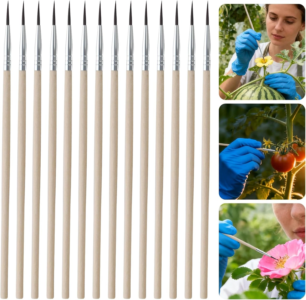 14 Pack Pollination Brush Set, Manual Pollinator Tool for Hydroponic Indoor Gardens, Plant Pollinating Brushes for Tomatoes Peppers Strawberries, Greenhouse Gardening Essential Kit