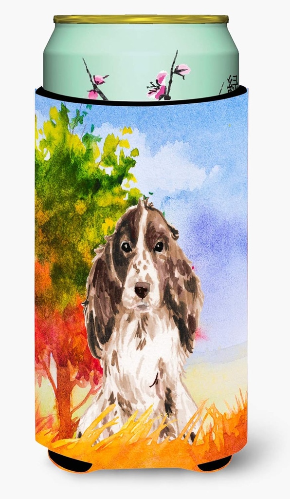 Caroline's Treasures CK1952TBC Fall Chocolate Parti Cocker Spaniel Tall Boy Hugger Can Cooler Sleeve Hugger Machine Washable Drink Sleeve Hugger Collapsible Insulator Beverage Insulated Holder