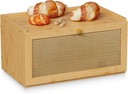 Rattan Bamboo Bread Box for Kitchen Counter Large Capacity Bread Storage Bin Farmhouse Bread Storage Container Rustic Bread Holder (Natural Bamboo)
