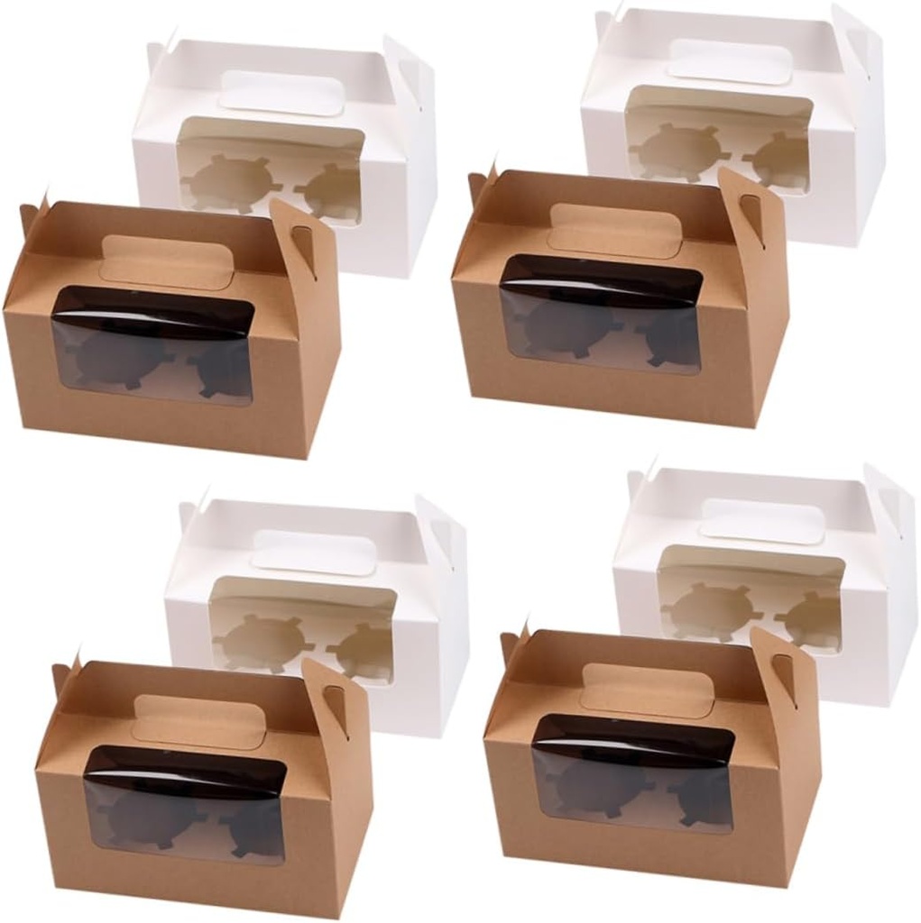 10set Assorted Color Cupcake Boxes with Two Compartments and Clear Window for Muffins Desserts and Party Favors for Weddings Birthdays and Showers