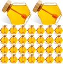 Sunnyray 20 Pcs 220 ml Glass Honey Jars with Dipper Hexagonal Clear Glass Dispenser Small Honey Containers Bottle with Wooden Dipper and Cork Lid for Home Storage Kitchen