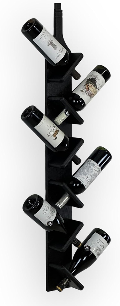 Wooden Mallet Dakota® Wall Mounted 6 Bottle Wine Rack in Black Finish