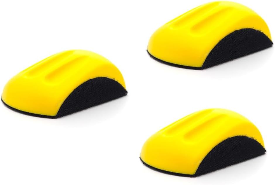 3 Pack - Ergonomic "Mouse" Hand Sanding Block for 5” Hook and Loop Discs for Sanding Moldings, Woodworking, Auto Body, Painting and Crafts