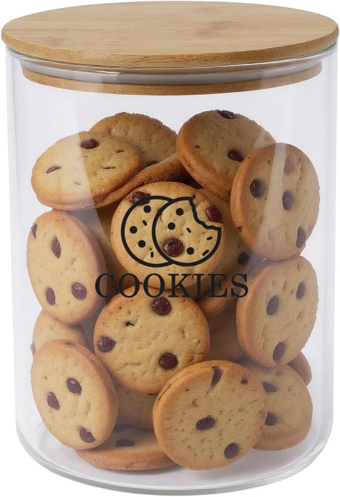 Glass Cookie Jar,Cookie Storage Containers With Airtight Bamboo Lid,Clear BPA Free Food Storage Container,54 Ounces Cookies Tin,Kitchen Canisters For Snack, Coffee,Candy, Cookies, Dessert