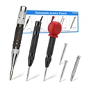3PCS 6" and 5" Automatic Center Punch with 3PCS Replacement Tip, Adjustable Spring Loaded Center Punch, Center Hole Punch Tool for Wood, Metal, Plastic, Stone and Glass