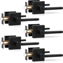 Privacy Door Levers, 5 Pack Black Door Handles Heavy Duty Bed and Bath Door Knobs Interior Keyless Door Locksets, Reversible for Left & Right Handed Doors