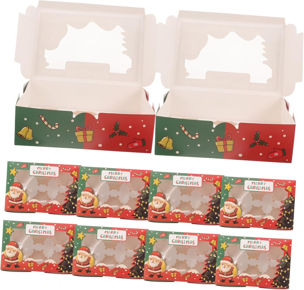 10pcs Cupcake Storage Boxes Window Creative Dessert Packing Boxes for Cakes Compact for Bakeries Home Use Unique Design Treats