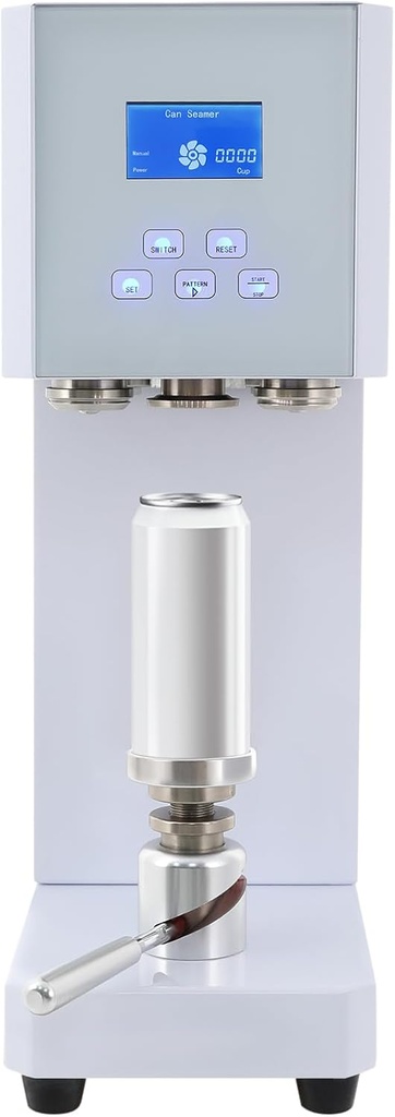 Commercial Soda Can Sealer Automatic Can Sealer Machine Height Adjustable Drink Bottle Sealer Beverage Seamer Machine with LED Display for Sealing PET Plastic Bottles And Aluminum Caps (White)