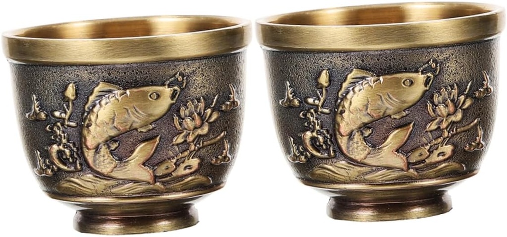 Zerodeko 2pcs Vintage Style Embossed Drink Cups for Tea and Wine Multi-function Delicate Teacups Material for Traditional Chinese Tea Ceremony