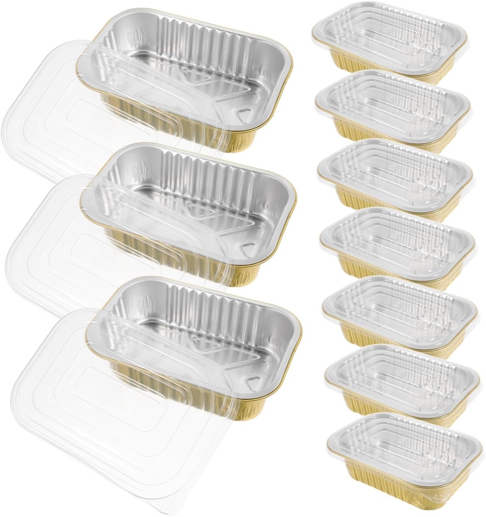 10 Pack Aluminum Foil Lunch Boxes with Lids for Takeout Dinner Bbq Camping