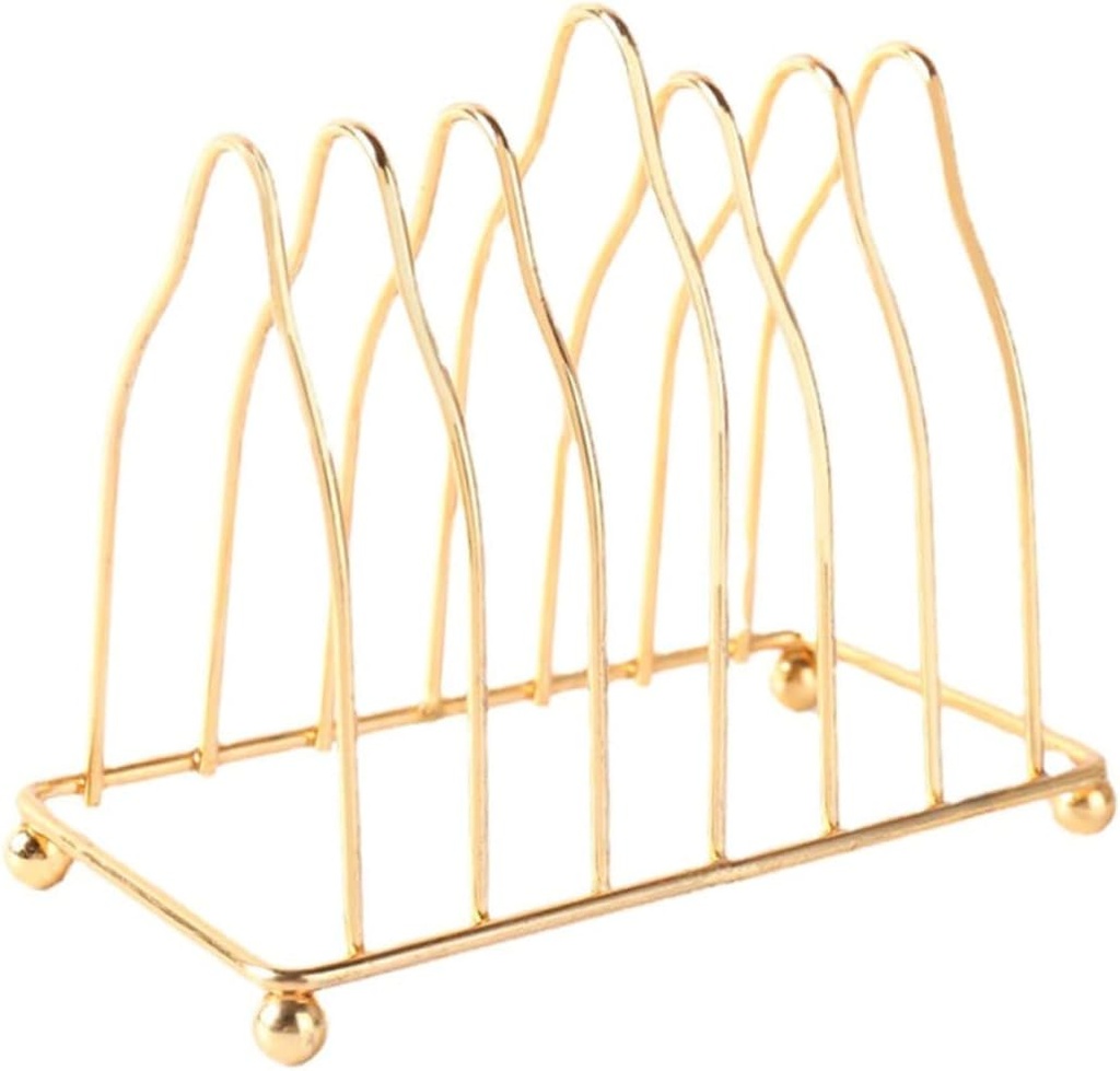 Wear Resistant Iron Plate Holder with Drainage Delicate Plate Organizer Rack for Desktop and Kitchen Countertop Storage in Gold Compact Dish Rack for Drying and Utensils