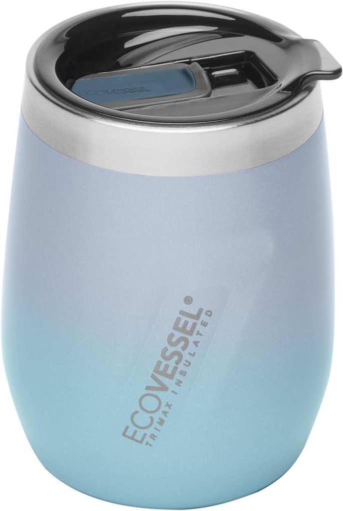 EcoVessel PORT Triple Insulated Stainless Steel Tumbler with Lid, Used As A Wine Glass, Coffee Mug, and More – 10 oz