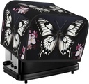 4 Slice Toaster Cover with Pocket Universal Size Toasters Dusts Covers Black White Butterfly Bread Machine Cover & Protection Bread Machine Protector Small Kitchen Appliance Covers