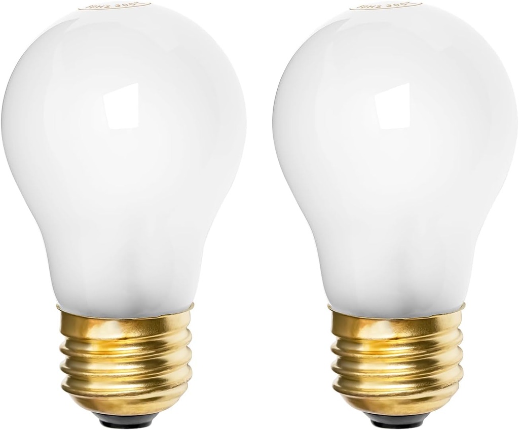Belleone 8009 Light Bulbs for Refrigerator Oven - 120V 40W Replacement Incandescent Bulbs Fit for Whirlpool GE Kenmore Frigidaire Amana KitchenAid Freezer, Yellow Warm Light Color, 2 PCS