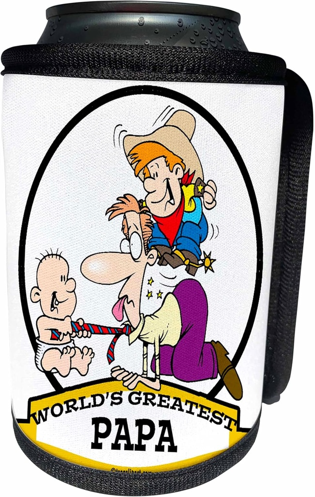 Can Cooler Bottle Wrap - Funny Worlds Greatest Papa Men Cartoon Worlds Greatest Cartoons