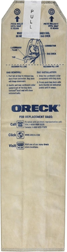 Oreck Vacuum Cleaner Bags for Magnesium Upright Vacs, Pack of 6, Tan, Hepa Filtration, Part # LWPK6OH, Oreck Odor Fighting Vacuum Bags