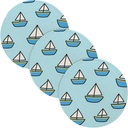 3 Pcs Kitchen Trivet Mat for Crock Pot Cartoon Ship Boat Blue 15in Polyester-Cotton Thread Weave Spoon Rest for Cooking and Baking Porta platos para mesa