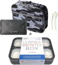 Bento Box with Insulated Lunch Bag and Ice Pack. Lunch Container with 3 Divided Leak-Resistant Compartments Perfect for Work or School, Adults Boys Kids, Black with Camo Bag