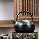 Ceramic tea set cast iron teapot flower pot tea cup set tea cup set household electric hot teapot candy pot durable filter tea full enamel line house,