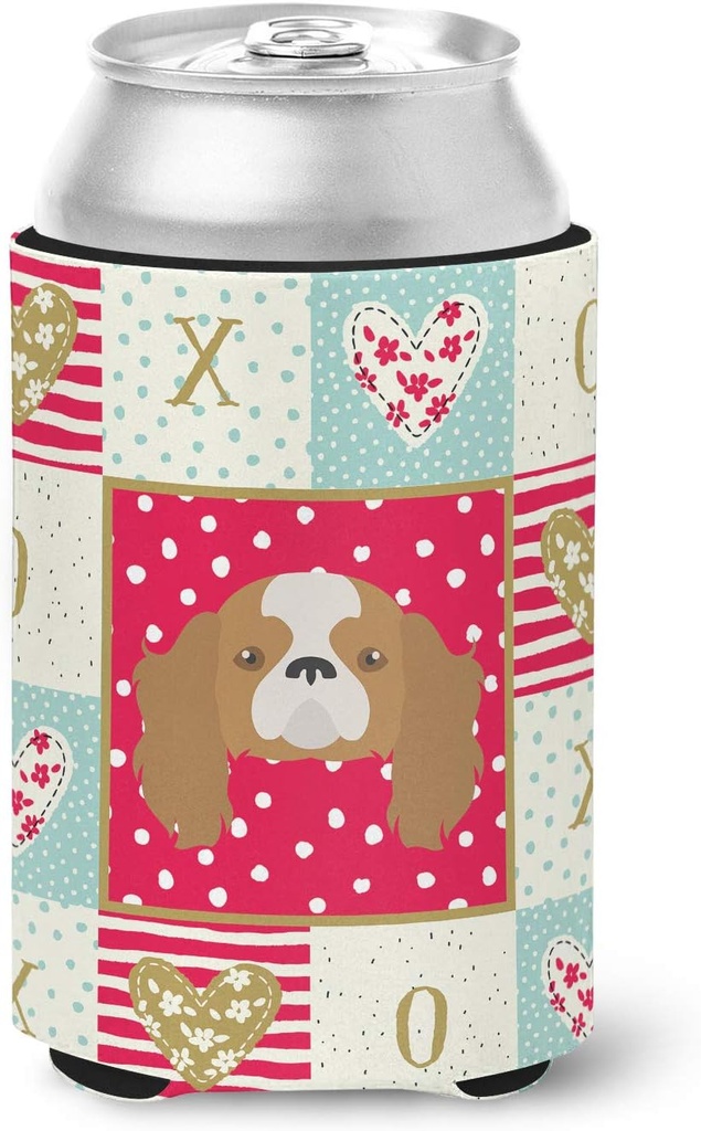 Caroline's Treasures CK5212CC Blenheim Cavalier King Charles Spaniel Love Can or Bottle Hugger, Red Cooler Washable Drink Sleeve Collapsible Beverage Insulated Holder, Can Hugger, Multicolor