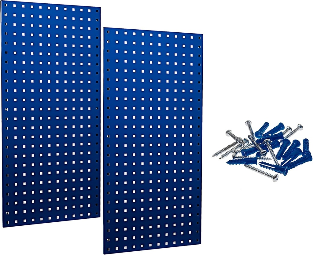 Triton Products Steel Pegboard Panels - Set of 2 Heavy Duty LocBoards for Garage and Home Storage and Organization With Mounting Hardware, 18" x 36" (Blue)