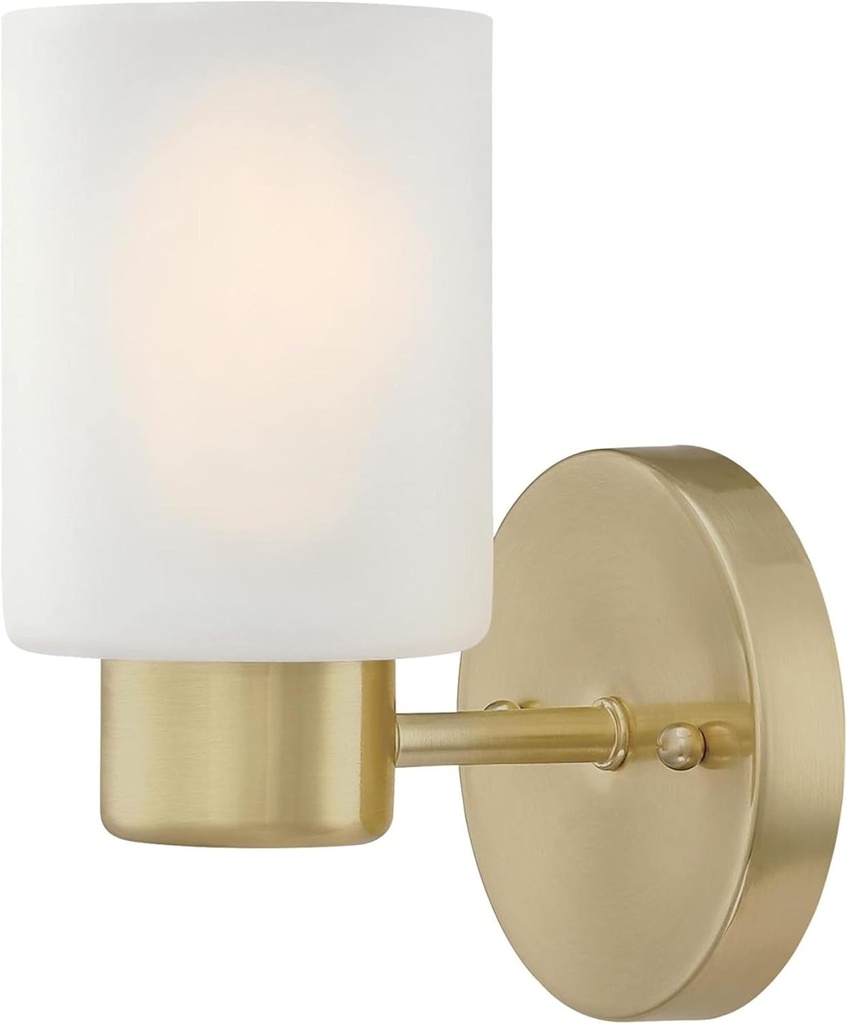 Westinghouse 6126400 Sylvestre Transitional One Light Wall Fixture, Champagne Brass Finish, Frosted Glass