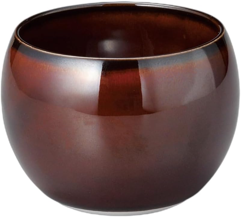 セトモノホンポ(Setomonohonpo) Urushi Brown Round Shochu Cup 3.3 x 2.8 inches (8.3 x 7 cm), 11.8 fl oz (300 cc) | Free Cup |