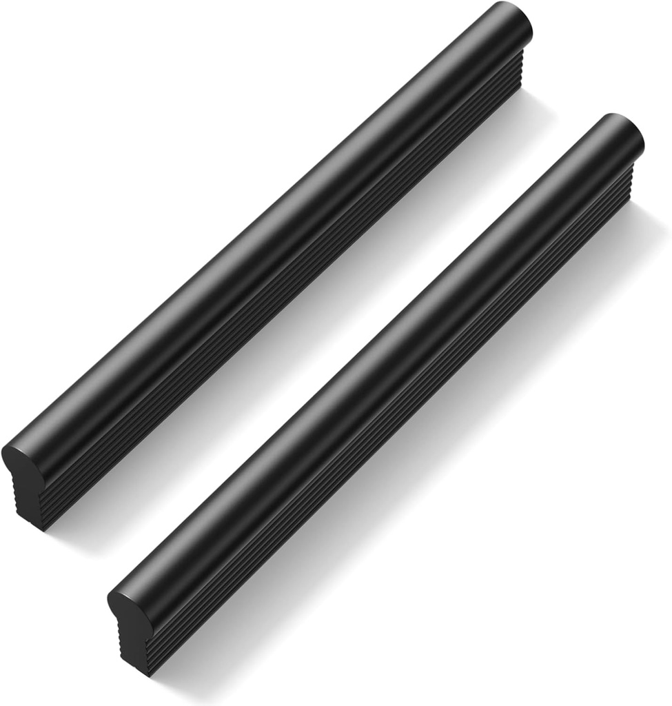 Cobbe 10 Pack i-Shaped Solid Kitchen Cabinet Handles and Pulls 7-9/16 Inch Hole Center Spacing, Matte Black Handle and Pull for Bathroom Cabinets and Drawers, Cabinet Hardware