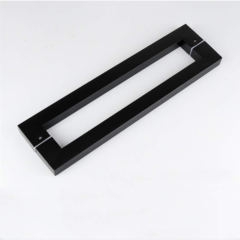 Glass Door Handle Set, Double-Sided Stainless Steel Handlebar Handle, Shop Door Handle, Squareniture Handles, for Wood Cabinet Doors, Barn Door/Black/1500Mm