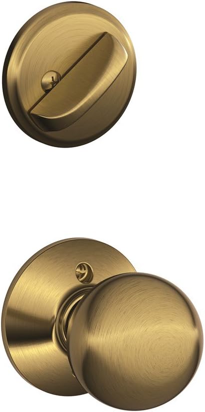 Schlage F59 ORB 609 Orbit Interior Knob with Deadbolt, Antique Brass (Interior Half Only)