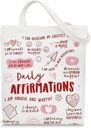Daily Affirmations Canvas Tote Bag for Women Girls, Inspirational Self - Love Reusable Shoulder Bag for Shopping, Grocery & Daily Use