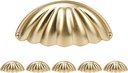 Shell Cup Drawer Pull,Antique 2.52 Inch(64 mm) Hole Center Cabinet Bin Cup Handle Pull for Kitchen Cupboard Bedroom Dresser Bathroom Cabinet Hardware,Gold
