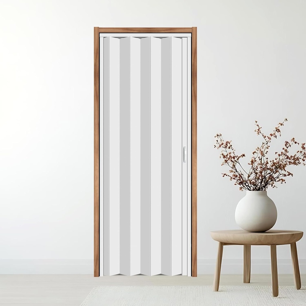 32X79in PVC Accordion Door Interior,Sliding Folding Doors with Lock,Divider Door with Simple Installation and Hardware,White