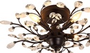SEOL-Light 24.5" Dia 4-Light Vintage Crystal Branch Close to Ceiling Light Fixture Black Chandelier Flush Mount,E12,160W,for Bedroom,Kitchen,Living Room;