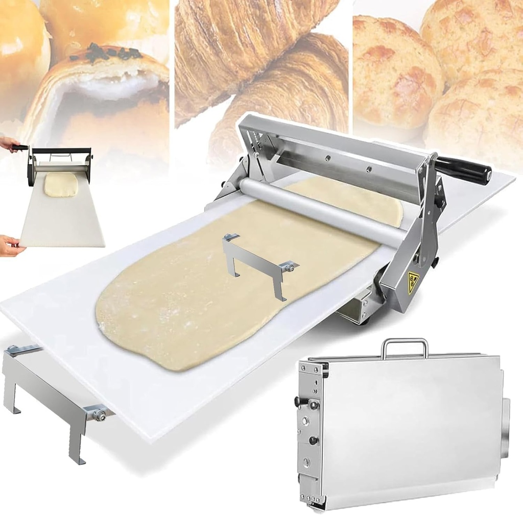 Folding Dough Sheeter, Compact Dough Sheeter, Manual Dough Roller Machine,Sheeter Thickness Adjustable 0.2-25mm,Stainless Steel Dough Machine, for Bread Marzipan and Puff Pastry A300