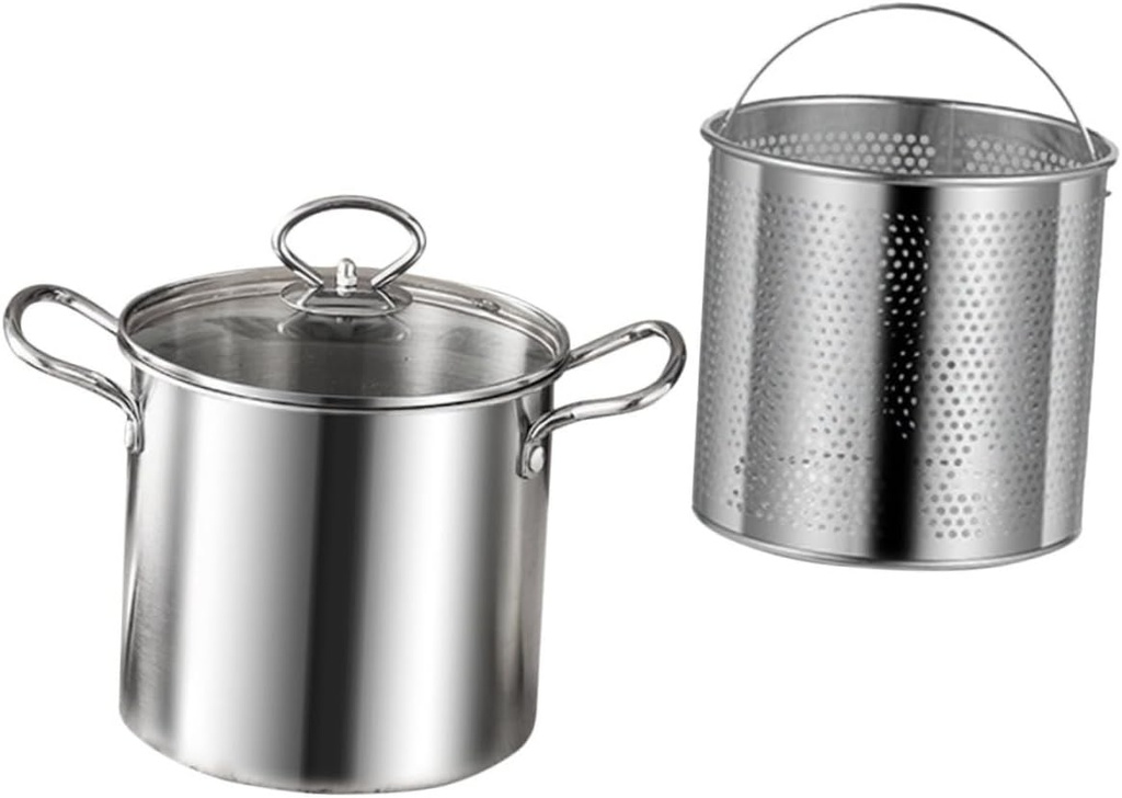 1set Stainless Steel Fryer Pot Nonstick Pot Strainer Deep Frying Basket Handle Deep Fryer Basket Small for Kitchen