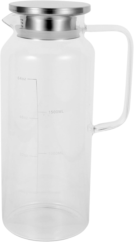 Ice Tea Pitcher for Fridge 1800ml Glass Water Pitcher Lid Easy Clean Design