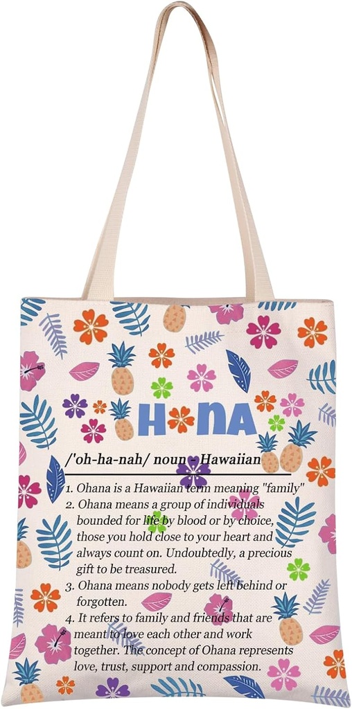 VAMSII Beach Trip Vacation Tote Bag - Means Nobody Gets Left Behind - Hibiscus Flower Grocery Bag