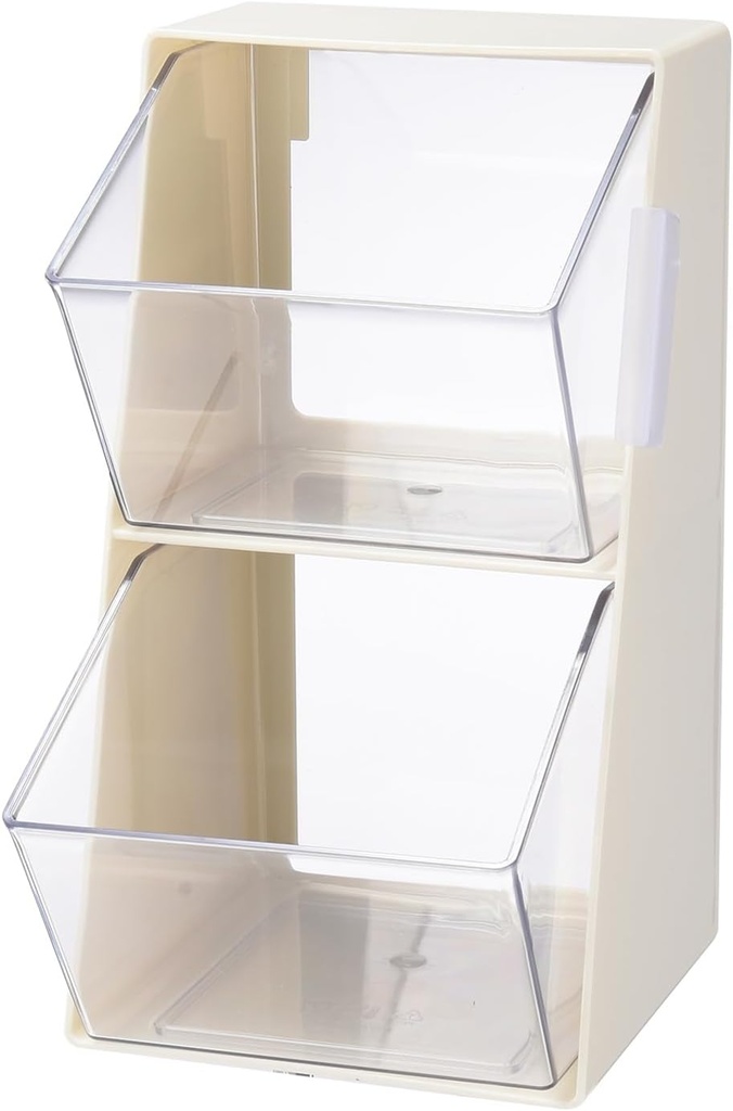 Coffee Pod Storage with 2 Large Capacity Basket，Stackable Large Capacity Acrylic Desk Organizer Box Snack Organizer with Lid(white)