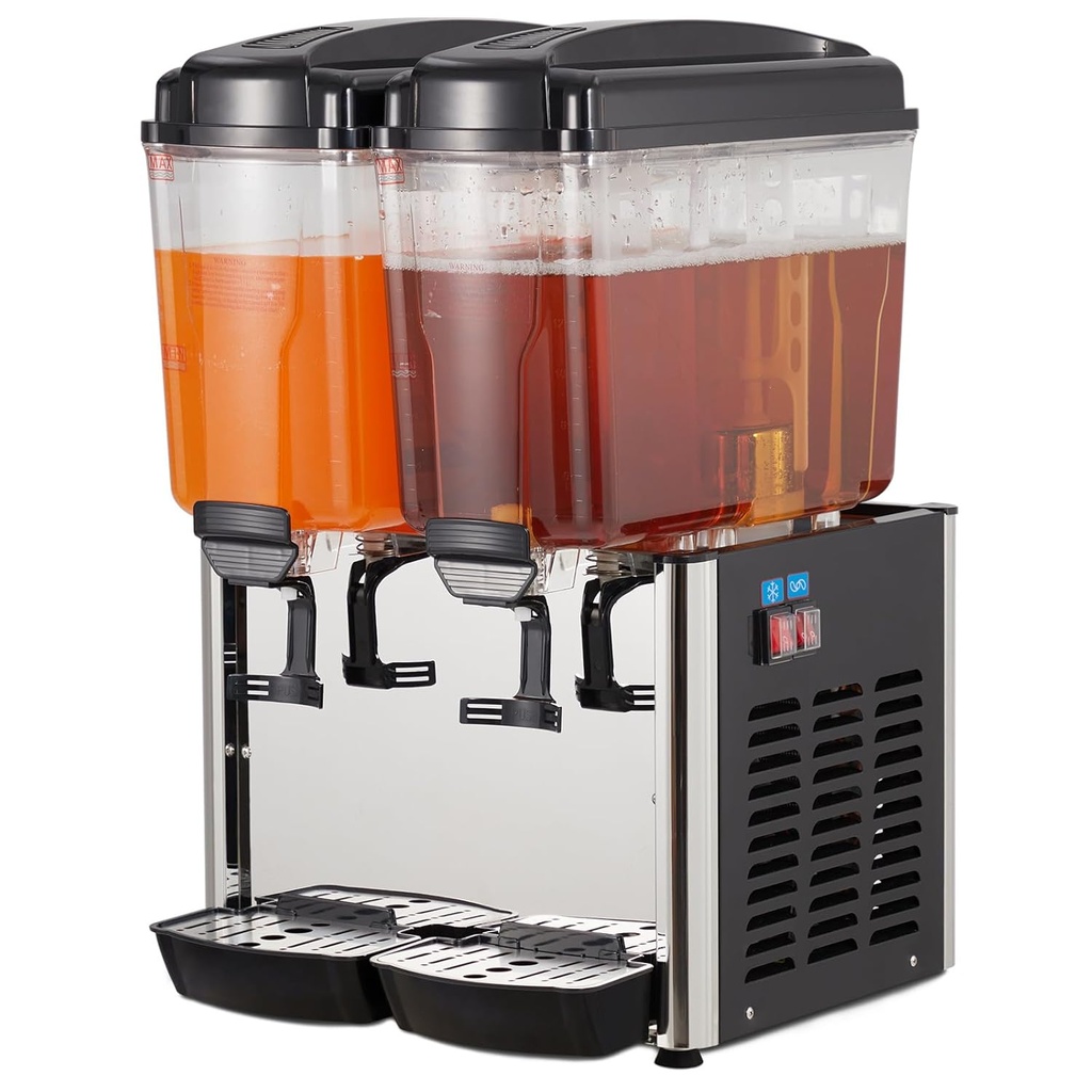 Commercial Beverage Dispenser - 2 * 9.6 gal Stainless Steel Drink Dispenser, Food Grade Commercial Juice Dispenser with Thermostat Control for Cold Drinks, Cafeterias, Hotel Parties