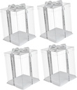 Healifty 4 Pcs Transparent Plastic Cake Boxes Clear Birthday Cake Carrier Packing Containers with Premium Food Safe Material and Portable Design for Bakery and Gift Packaging