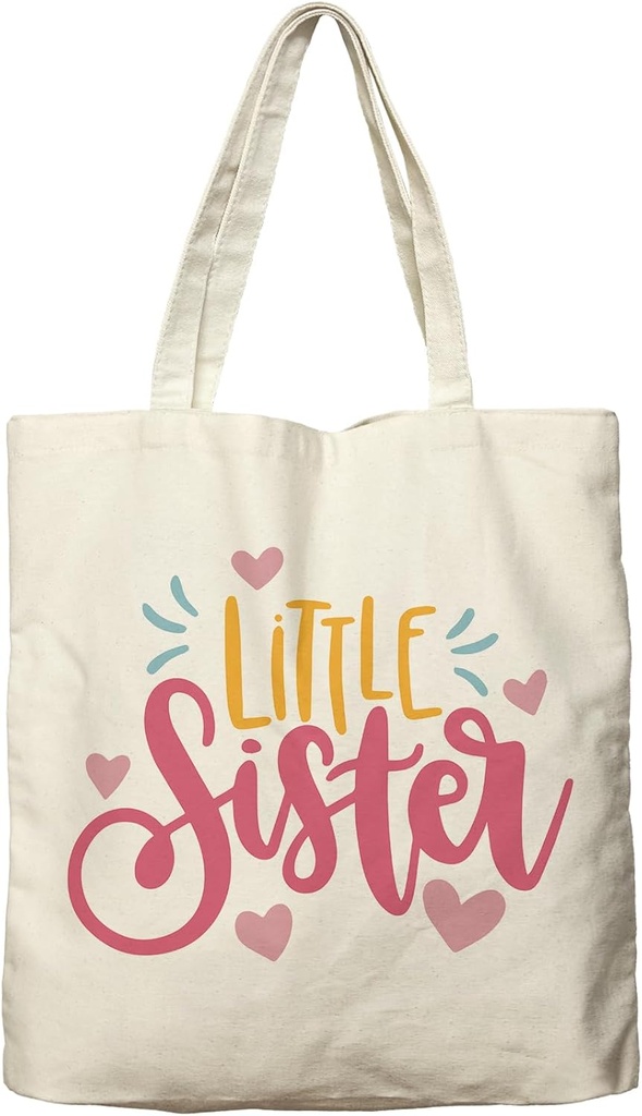 Dlzdn Little Sister Canvas Tote Bag For Women Aesthetic Cute Little Sister Tote Bag Shopping Grocery Bag Beach Bag Gifts for Women Teacher Bag Reusable Grocery Bag