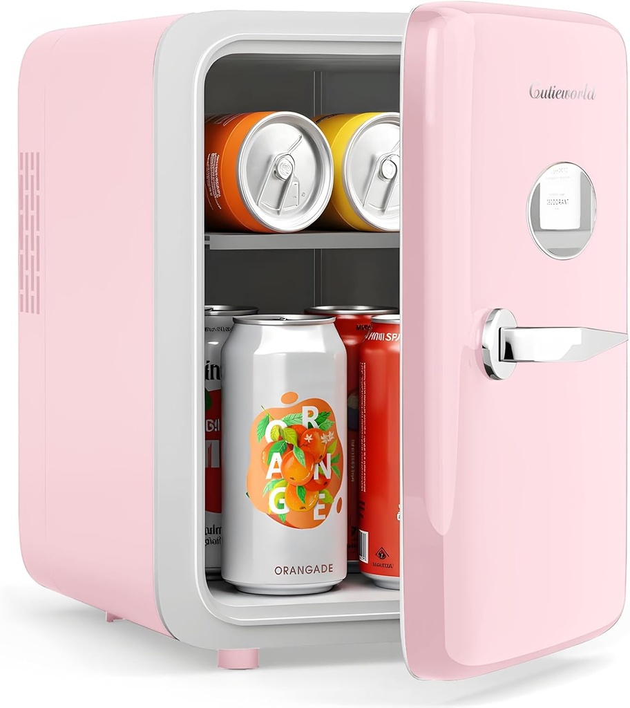 Skincare Fridge - 4L Makeup Fridge for Refrigerating Makeup, Skincare and Food, Mini Fridge for Bedroom, Office and Car, Cooler and Warmer, Beverage Cooler, Leather Pink