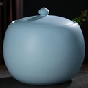 Ceramic Rice Cylinder Rice Contain, Ceramic Rice Bucket With Lid, Rice Dispenser Airtight Storage Bucket Food Storage Jars Suitable for Cereal, Flour, Sugar, Coffee, Rice(Bluie,24*25cm/9.4*9.8in)